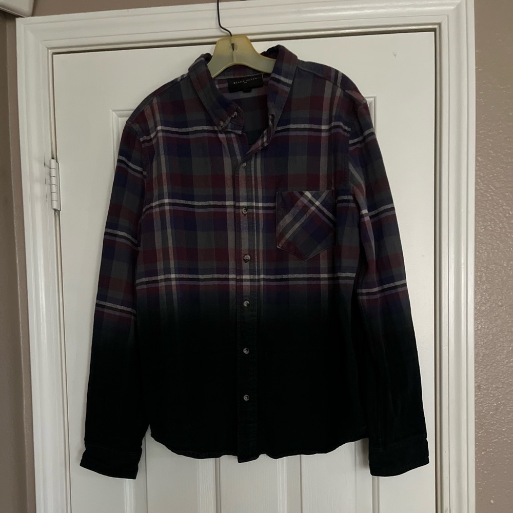 Black Scale Plaid Gradient Shirt - Purple and Black